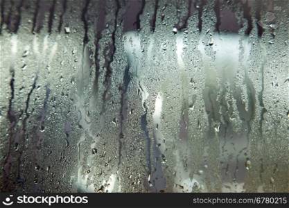 background consisting of wet windshield with rain drops