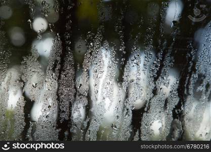 background consisting of windshield with rain drops