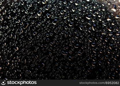 Background covered with water drops in close-up view