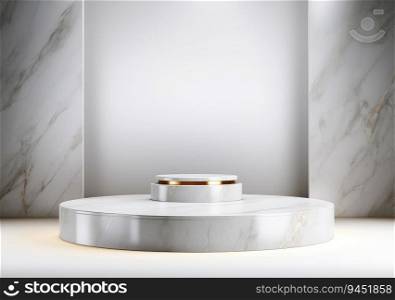 Background for cosmetic products of natural gray color. Stone podium on a gray background. AI Generative