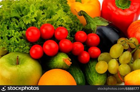 background from a set of vegetables and fruits.