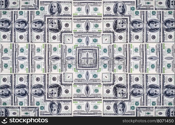 Background from a variety of hundred-dollar bills. Money money. Dollars background. Counterfeit money. Kaleidoscope.. dollars texture
