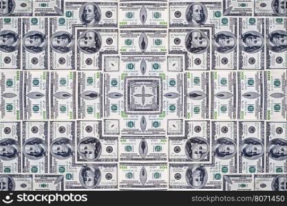 Background from a variety of hundred-dollar bills. Money money. Dollars background. Counterfeit money. Kaleidoscope.. dollars texture