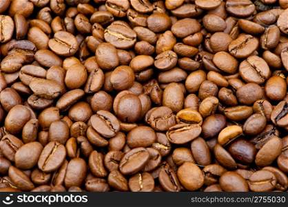 Background from coffee grains. A photo close up