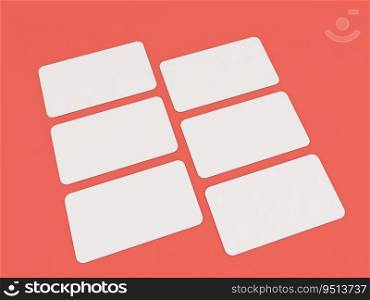 Background from laid out business cards on a red background. 3d render illustration.. Background from laid out business cards on a red background. 