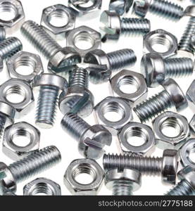 background from many bolts and screw nuts