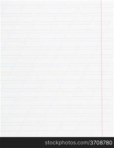 background from notebook narrow lined sheet of paper with red margin