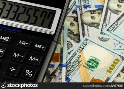 Background from the one hundred dollars banknote and calculator