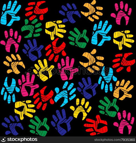 Background Handprints Showing Artwork Backdrop And Template