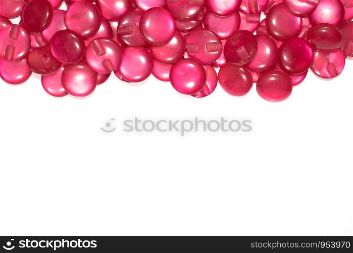 Background illustration of white and red buttons. Pattern white background.