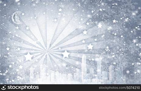 Background image. Abstract image with city silhouette and stars in sky