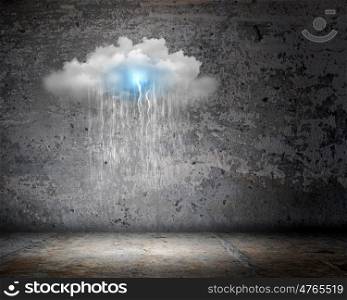 Background image of stone wall with rain and clouds