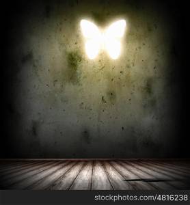 Background image with butterfly illustration. Grey background image with alight butterfly illustration