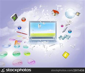 Background image with laptop