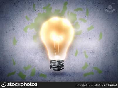 Background image with light bulb and money banknotes
