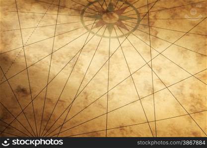 Background image with old paper texture and compass