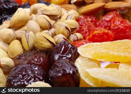 Background made of assorted dried fruits