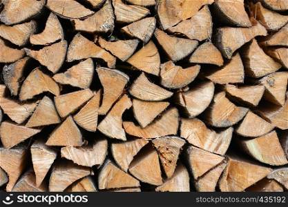 background made of cracked firewood