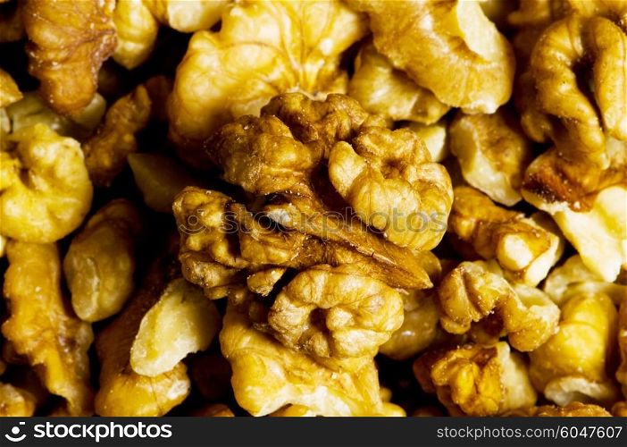 Background made of fresh walnut nuts