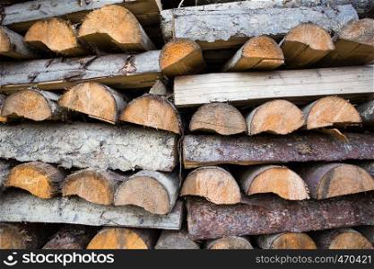 background made of lot of wooden logs