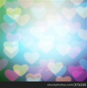 background made of multicolored blurred hearts shapes