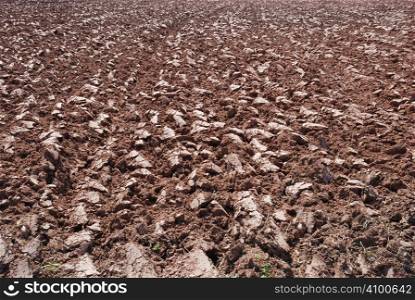 Background made of plowed ground on a sunny day.