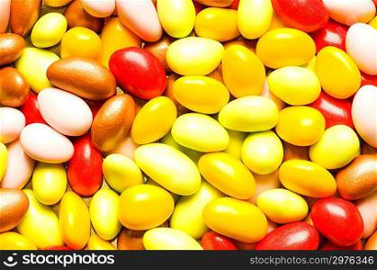 Background made of sweet eggs of various colours
