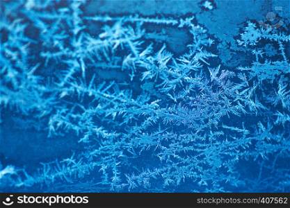 background made of winter frozen window glass