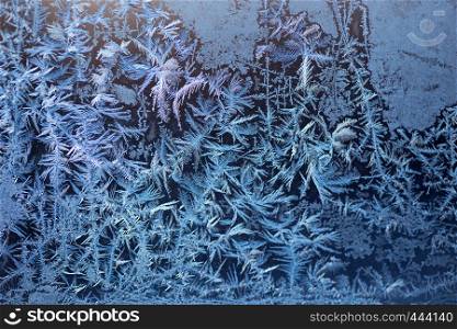background made of winter frozen window glass