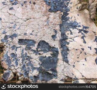 Background of a concrete slab with cracked paint