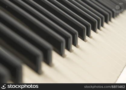 Background of a piano keyboard, close up, selective focus