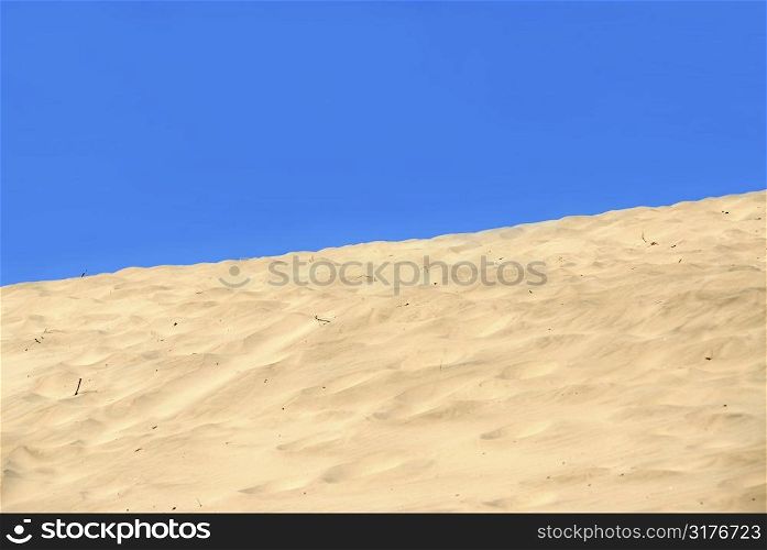 Background of a sand dune with clear blue sky
