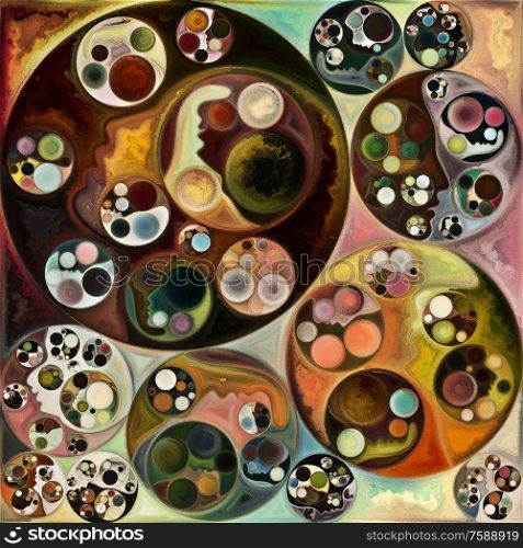 Background of abstract human faces, geometric forms, art textures and colors on subject of hidden meanings, mind, thinking, poetry, mysticism and art.