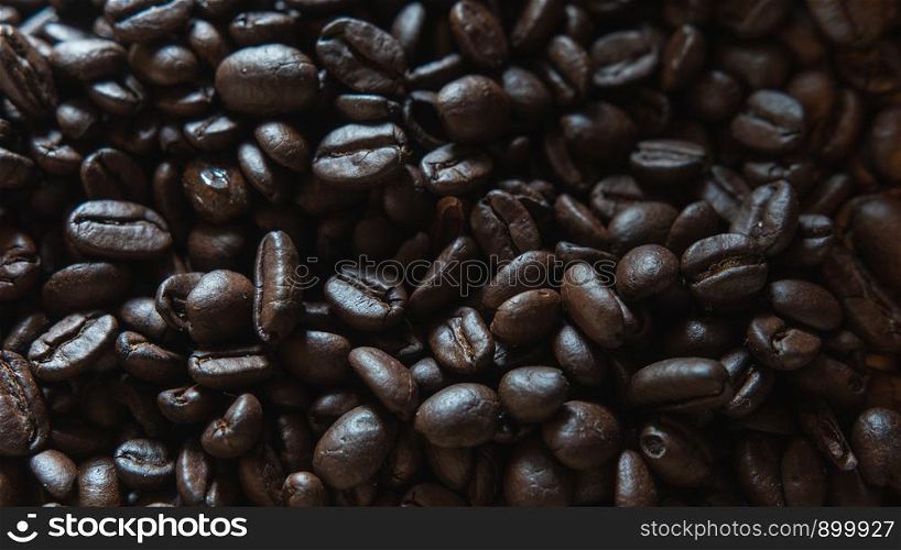 Background of brown roasted brown coffee beans