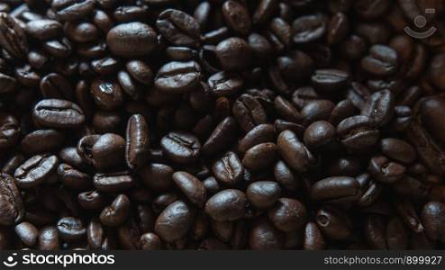 Background of brown roasted brown coffee beans
