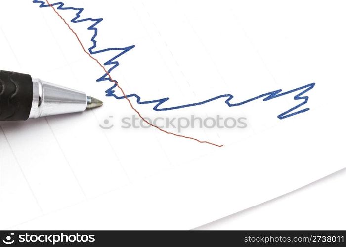 Background of business graph and a pen