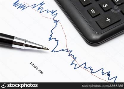 Background of business graph and a pen