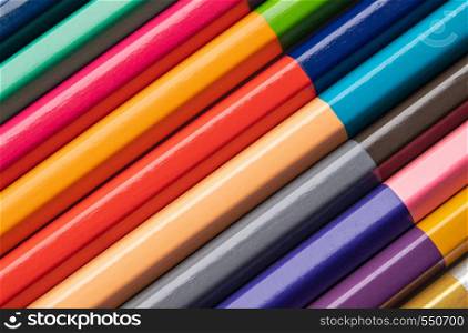 Background of colored wood pencils for children's creativity.. Background of colored wood pencils for children's creativity. close-up.