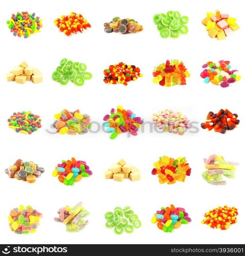 Background of Colorful Candy of Assorted Types Isolated