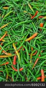 Background of colorful green and red chillies