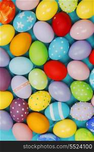Background of colorful painted Easter Eggs close-up