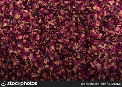 Background of dried rose petals as herbal tea