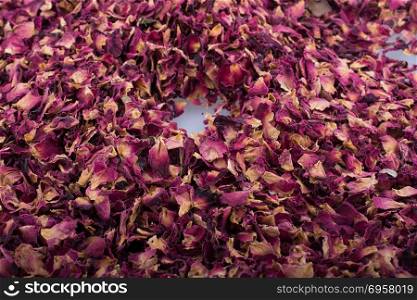 Background of dried rose petals. Background of dried rose petals as herbal tea