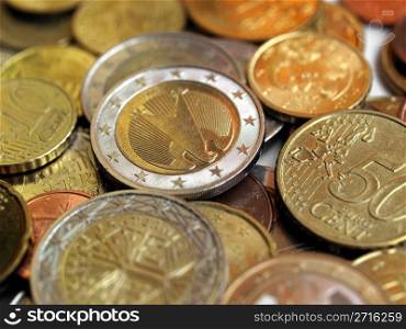 Background of Euro coins money (European currency). Euro coins