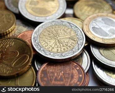 Background of Euro coins money (European currency). Euro coins