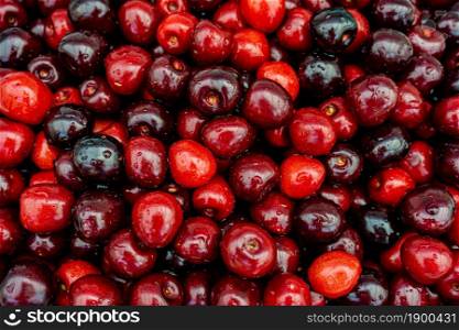 Background of fresh beautiful red cherries