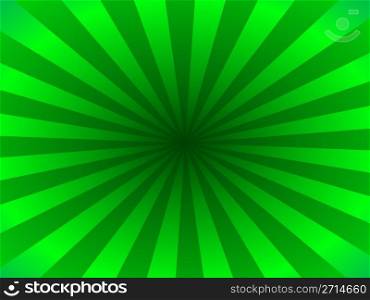 Background of green rays originating from central focus. Green rays