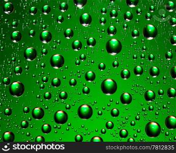 background of green water drops