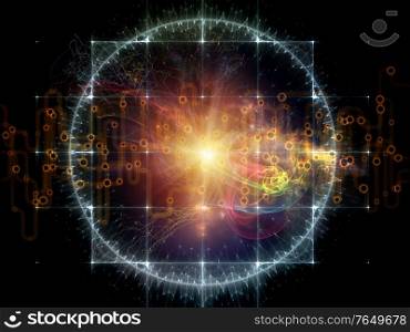 Background of lights, grids and network elements on the subject of modern technology and telecommunications.