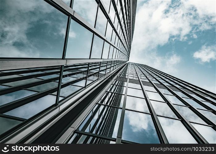 background of modern glass building skyscrapers